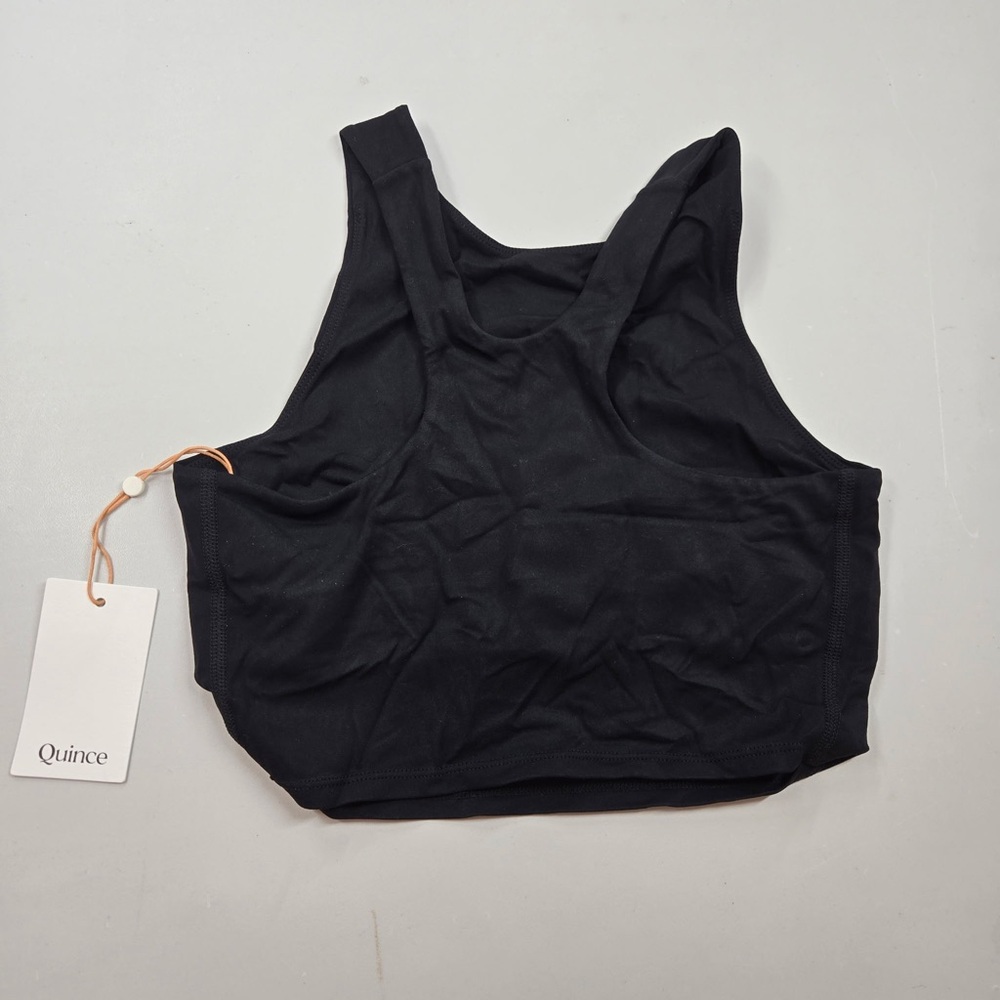 NWT QUINCE Ultra-Form High-Neck Cropped Tank Small Black 4621 - Picture 6 of 12